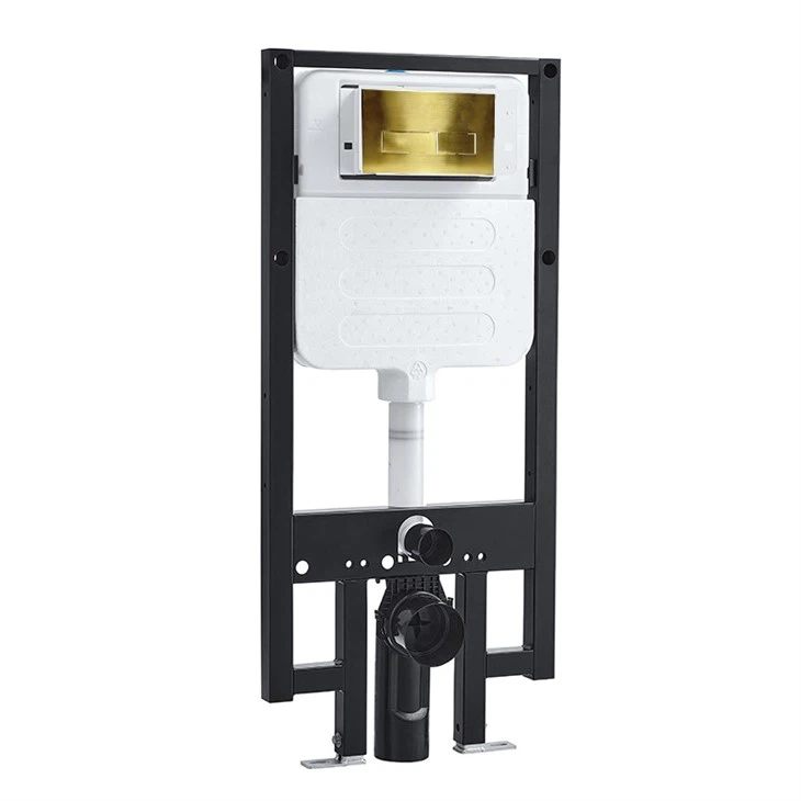 concealed cistern with gold flush plate