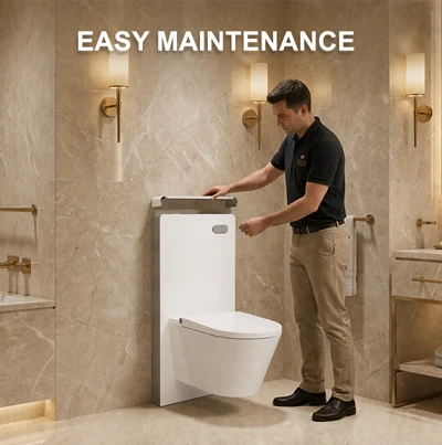 Flushing Cistern with white glass cabinet